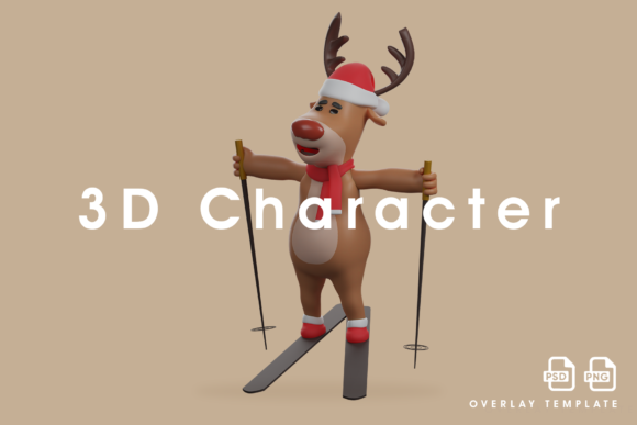 3D Christmas Deer Cartoon Playing Ski: A Festive Fusion of Creativity and Fun