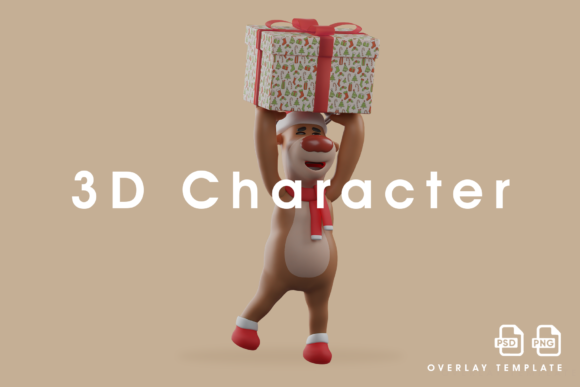 3D Happy Deer Having Big Christmas Gift: A Unique Holiday Decoration Option