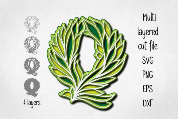 3D Layered Alphabet Letter Q in Design