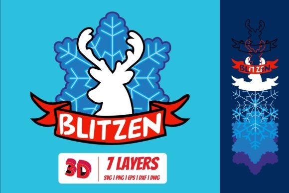 3D Layered Blitzen SVG Cut File