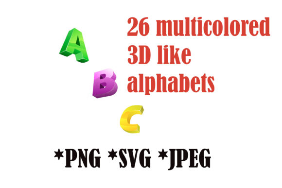 A to Z 3D Like Alphabet Clipart