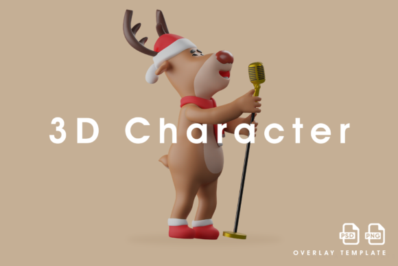 Deer 3D Speaking on Standing Microphone