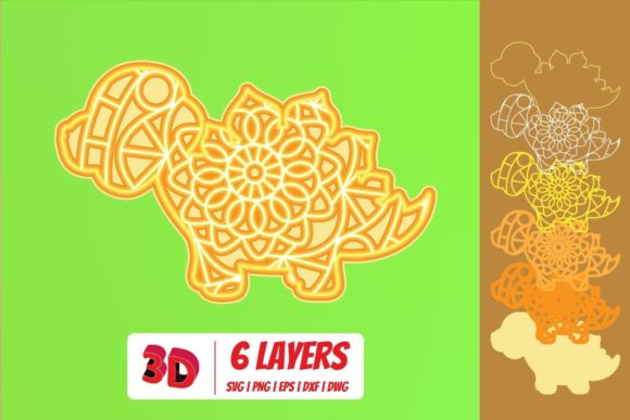 Dinosaurs 5 3D Layered SVG Cut File