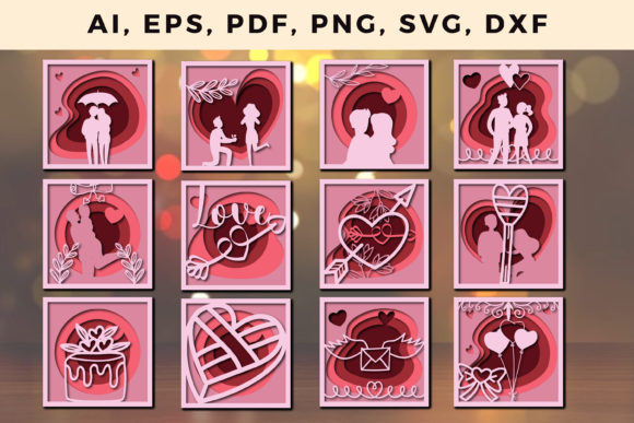 Multi Layer Valentine's Design SVG File Bundle
