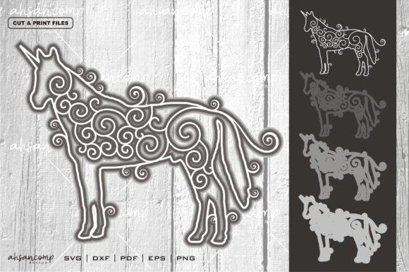 Unicorn Vector SVG 3D Layered 4