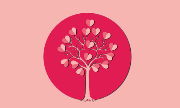Valentine Love Tree Paper Cut 3D
