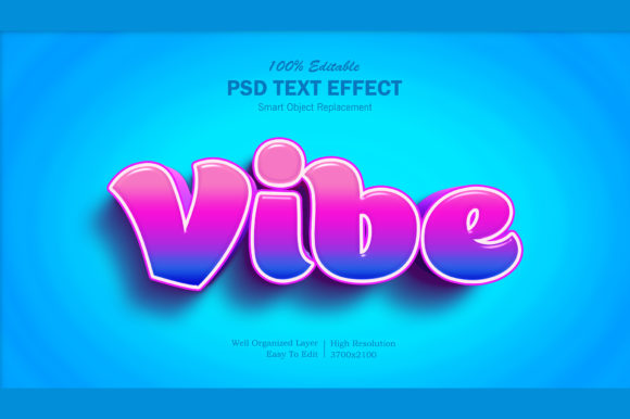 Vibe Color 3D PSD Editable Text Effect for Creative Designers